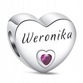 Zawieszka Srebro 925 Charms Koralik Imię Weronika Serce