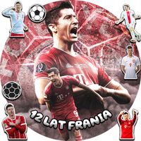 OPŁATEK NA TORT 20CM - PIŁKA NOŻNA LEWANDOWSKI + IMIĘ + ! 15CM 18CM