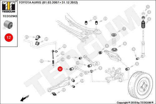 TOYOTA AURIS TULEJA DRĄŻKA TYLNEGO E157 E185 E186 na Arena.pl