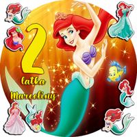 OPŁATEK NA TORT 30CM - SYRENKA ARIEL ARIELKA + IMIĘ + GRATIS! 24CM 26CM