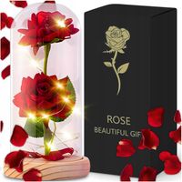 WIECZNA RÓŻA W SZKLE LED ŚWIECĄCA FLOWER BOX PUDEŁKO PREZENT NA WALENTYNKI