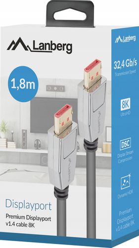 KABEL DISPLAYPORT 8K UHD Przewód DP 1,8m 100%CU HQ na Arena.pl
