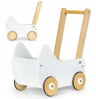 Drewniany wózek dla lalek pchacz chodzik ECOTOYS