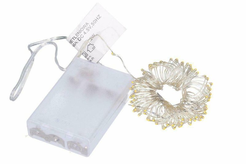 LAMPKI DRUCIK 80 LED MIKRO GIRLANDA BIAŁY ZIMNY AA zdjęcie 2