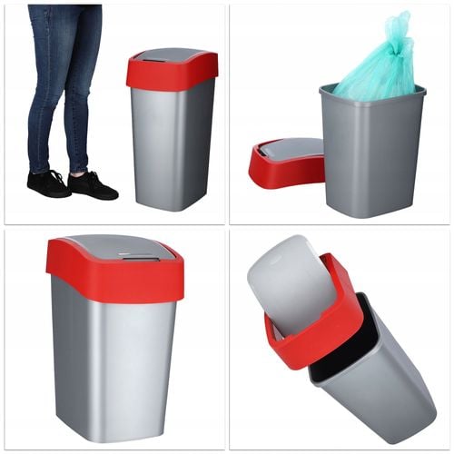 Curver Kosz Na Śmieci Pojemnik Biuro 50L Czerwony na Arena.pl