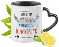 Dla Diagnostyka Kubek Czarny Z Uszkiem W Kształcie Serca Na Prezent