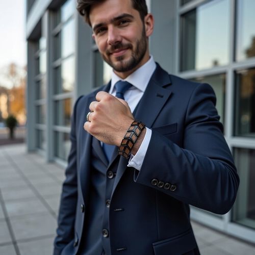 Męska bransoleta ze stali nierdzewnej i naturalnego drewna na Arena.pl