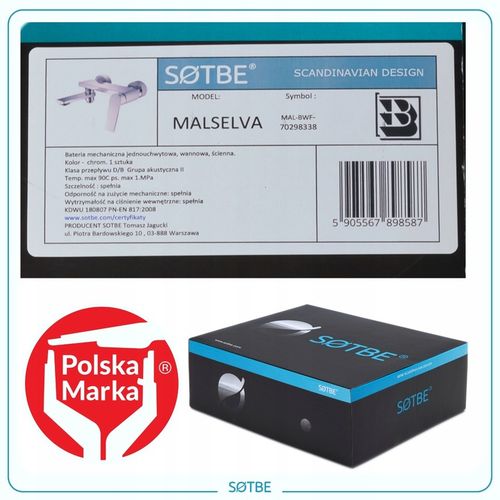 Bateria wannowa ścienna z ruchomą wylewką Kran do wanny z prysznicem SOTBE na Arena.pl