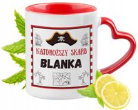 Kubek Czerwony Z Uszkiem W Kształcie Serca Dla Blanki Na Prezent