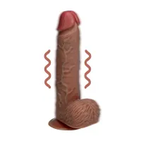 realrock model wibrujący prosty z jądrami 23 cm tan mocna przyssawka