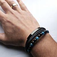 Bransoletka męska REGULOWANA 20-23CM APATYT AGAT SKÓRA JAKOŚĆ VERSATILE