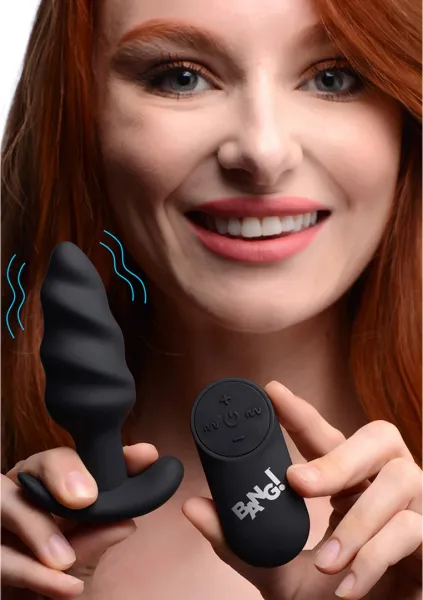 Vibrating Silicone Swirl Butt Plug with Remote Control Xr Brands zdjęcie 4