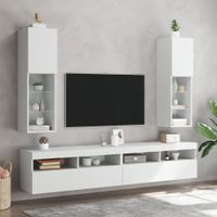 Szafki TV, z LED, 2 szt., białe, 30,5x30x102 cm