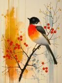 Plakat 15x20cm Jesienny Rudzik
