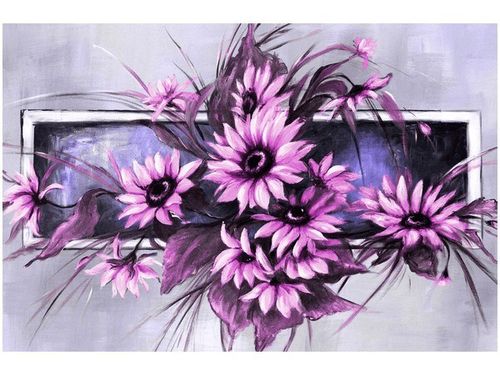 60X40CM SŁONECZNIKI FIOLECIE OBRAZ na Arena.pl