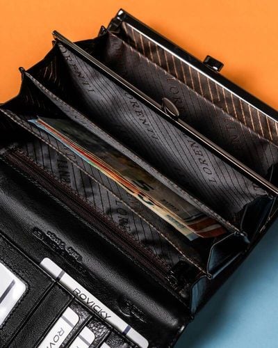 elegancki, skórzany portfel damski na zatrzask - lorenti na Arena.pl