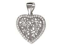 Rodowany srebrny wisiorek serce drzewo życia cyrkonia cyrkonie srebro 925 W0322
