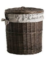 Wiklinowy Kosz Łazienkowy Ciemny Brąz z Obszyciem Ø50 H50 cm