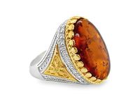 SYGNET MĘSKI PIERŚCIEŃ z BURSZTYNEM SREBRO POZŁACANY ROZMIAR 21 FILM