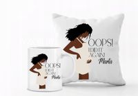 Zestaw PODUSZKA i KUBEK z nadrukiem PREZENT dla przyszłej mamy Z IMIENIEM