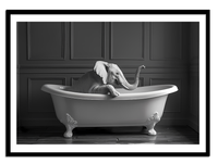 OBRAZ PLAKAT W RAMIE do Łazienki WC Toalety śmieszny słoń wanna P2536_43x53