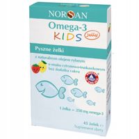 OMEGA-3 KIDS JELLY NORSAN - ŻELKI 45 SZT. CYTRYNOWY, TRUSKAWKOWY