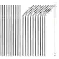 Zestaw 20 metalowych słomek rurki do napojów + czyścik