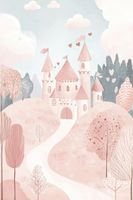 Plakat 40x60cm  Wzory dla Dzieci, Dziewczynki do Pokoju - Zamek