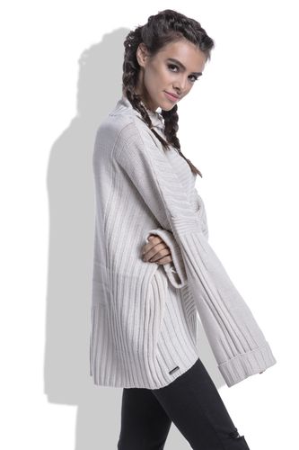 Sweter oversize F423 Beżowy UNI na Arena.pl