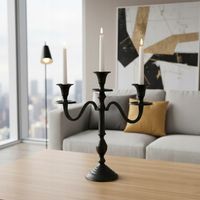 Świecznik KANDELABR CZARNY metalowy stojak 3-ramienny na świeczki stół