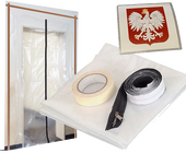 Drzwi Foliowe Malarskie Remontowe Zamkiem 220X120  + Naklejka Godło