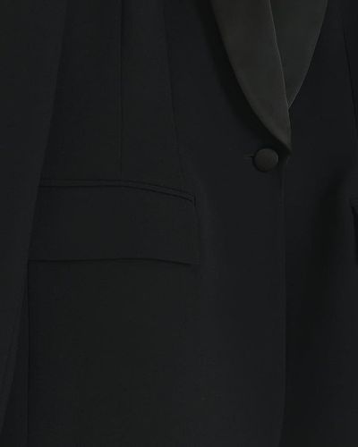 RIVER ISLAND CZARNA JEDNORZĘDOWA MARYNARKA KOŁNIERZ POŁYSK BZ1 NG7__L na Arena.pl