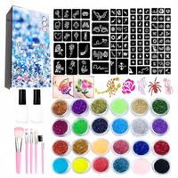 DUŻY ZESTAW DO ROBIENIA TATUAŻY BROKAT AKCESORIA KREATYWNY 187 SZABLONÓW