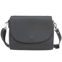 VERA PELLE torebka skórzana listonoszka 3 komorowa z paskiem V020 c.szara