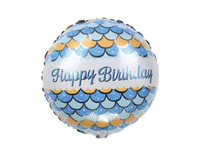 Balon foliowy, „Happy Birthday”, niebieski, 45 cm (18 cali) [balon na hel]