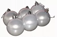 BOMBKI NA CHOINKĘ NIETŁUKĄCE 6cm 6szt SREBRNE