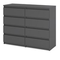 Komoda 8 Szuflad 120cm Do Salonu Sypialni Szara Mat Pojemna Szafka Rtv