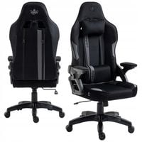 Fotel Gamingowy Biurowy Obrotowy Kubełkowy Krzesło Biurowe Czarno-Szary