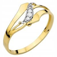 ZŁOTY PIERŚCIONEK OBRĄCZKA pr. 585 Szeroki Falka z Cyrkoniami 8k r. 20