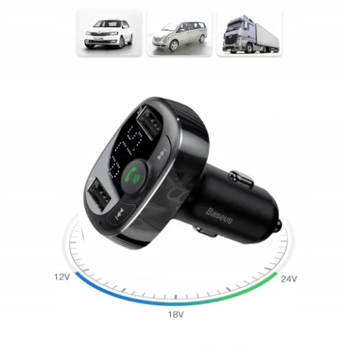 BASEUS TRANSMITER FM BLUETOOTH ŁADOWARKA SAMOCHODOWA MP3 2x USB SD/ TF 3.4A na Arena.pl