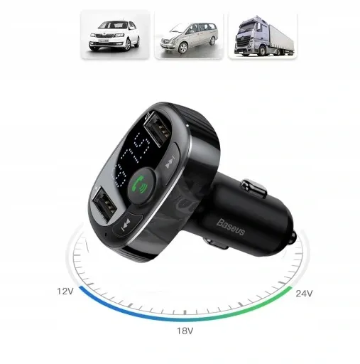 BASEUS TRANSMITER FM BLUETOOTH ŁADOWARKA SAMOCHODOWA MP3 2x USB SD/ TF 3.4A zdjęcie 5