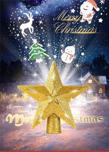 Projektor LED oświetla gwiazdy na czubku choinki, ozdoby świąteczne na Arena.pl