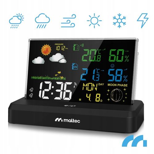 STACJA POGODOWA BEZPRZEWODOWA TERMOMETR BAROMETR CZUJNIK ZEWNĘTRZNY na Arena.pl