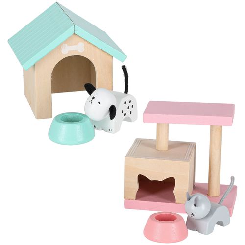 Drewniany Domek dla Lalek w Walizce Figurki Mebelki Piesek Kotek Zestaw na Arena.pl