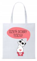 Dla Teścia Taty Prezent Torba Eco Biała Shopper Z Nadrukiem Ze Zdjęciem