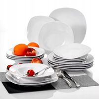 SERWIS OBIADOWY ZESTAW TALERZY BIAŁY OBIAD 12 OSÓB 36el NOEMI SZKŁO OPALOWE