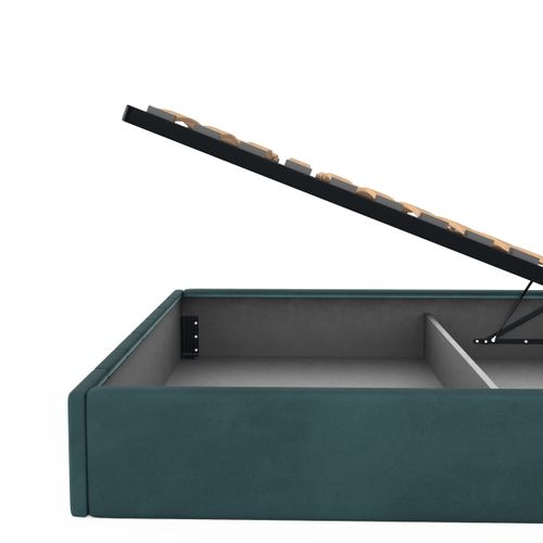 ŁÓŻKO TAPICEROWANE 160x200 ŁÓŻKO PODWÓJNE PREMIUM Z POJEMNIKIEM TURKUSOWE na Arena.pl