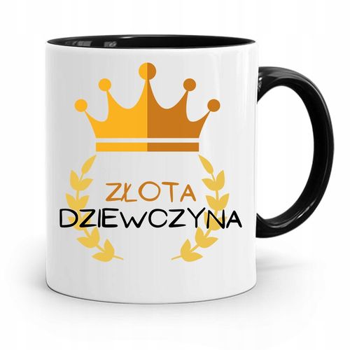 Kubek Czarny Dla Dziewczyny Złota Dziewczyna Z Nadrukiem Ze Zdjęciem na Arena.pl