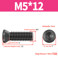 Śruba mocująca TORX Klasa 12.9 Rozmiar: M5x12
