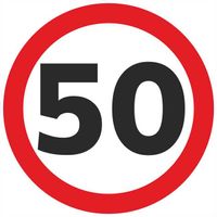 Naklejka OGRANICZENIE PRĘDKOŚCI 50 km/h śr. 18 cm